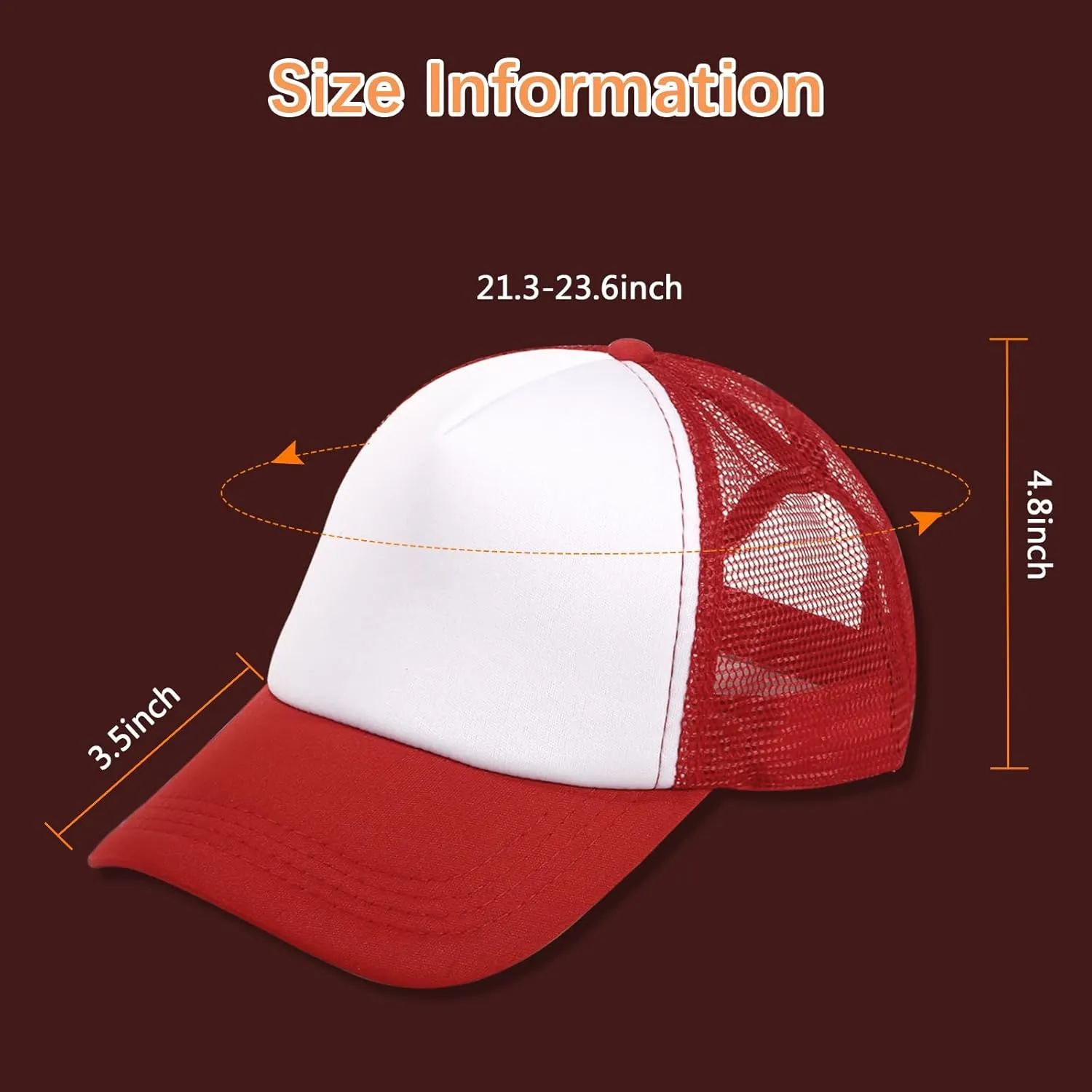 10 Pack Sublimation Blank Baseball Cap Adjustable Hat Polyester Mesh Trucker Hats for Men and Women