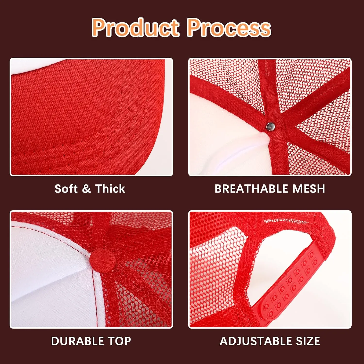 10 Pack Sublimation Blank Baseball Cap Adjustable Hat Polyester Mesh Trucker Hats for Men and Women