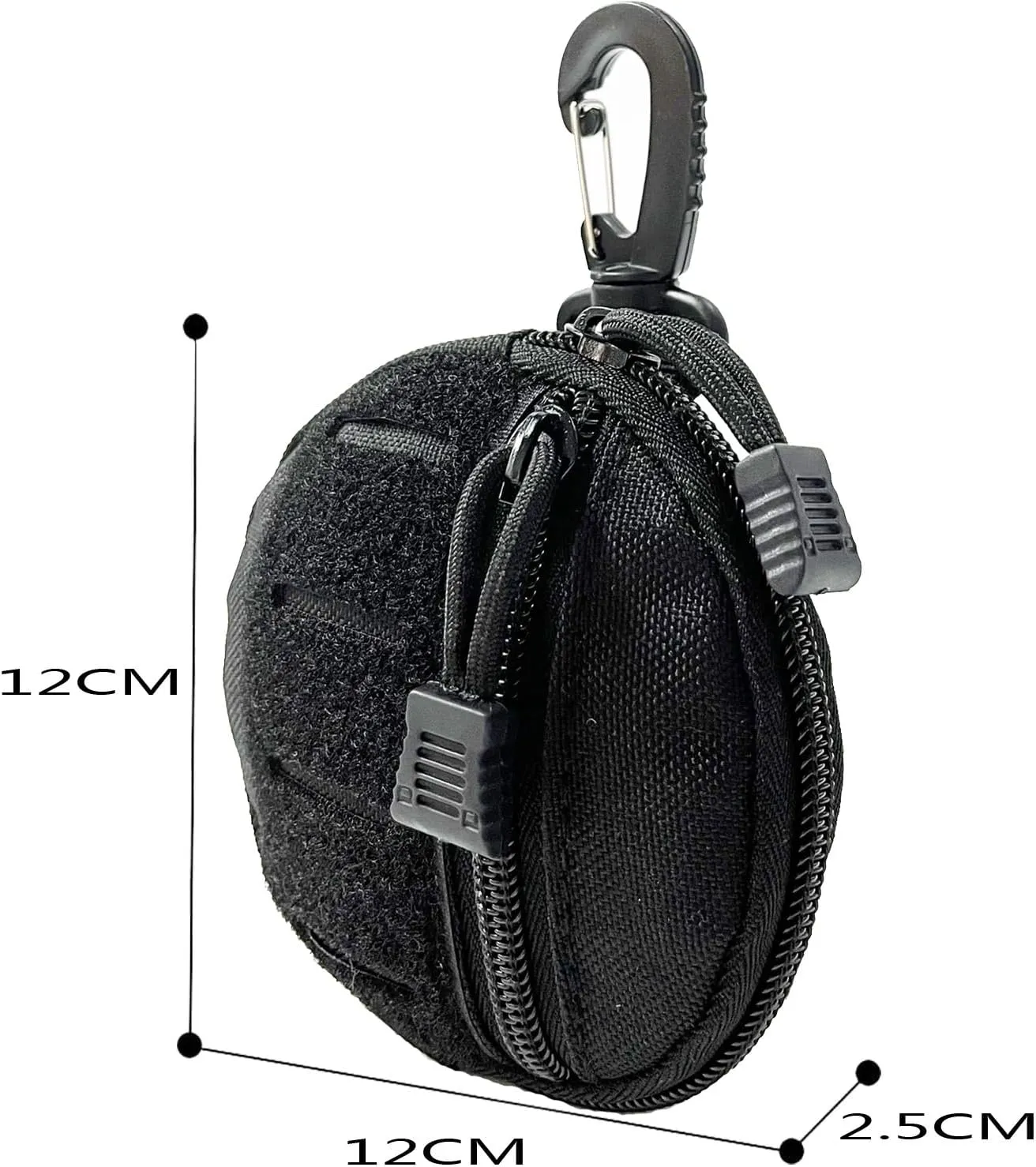 1000D Laser Cut Molle Pouch EDC Pouch Tactical Round Zipper Bag Case Coin Pouches Coin Purse Keychain Little Change Wallet Wireless Headset Pack Gadget Bag