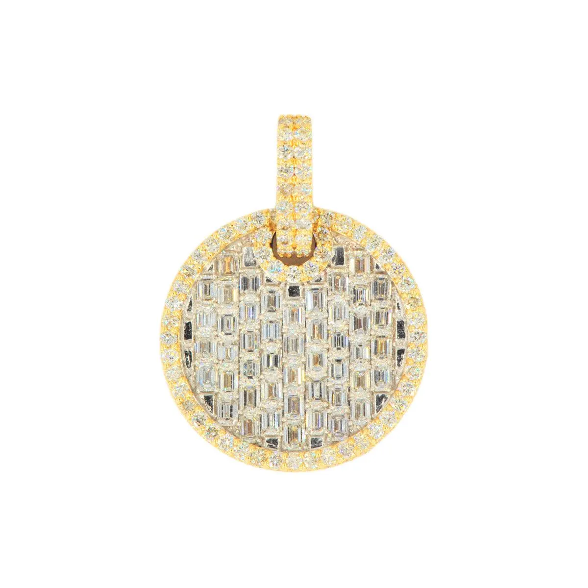 10k Yellow Gold 6.25CTW Round and Emerald Cut Diamond Medallion