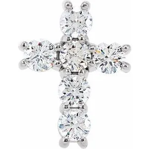 14K Rose 1 3/8 CTW Natural Diamond Cross Pendant