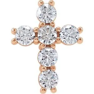14K Rose 1 3/8 CTW Natural Diamond Cross Pendant
