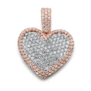 14K Rose & White Gold Diamond Heart Pendant 2.14 ctw