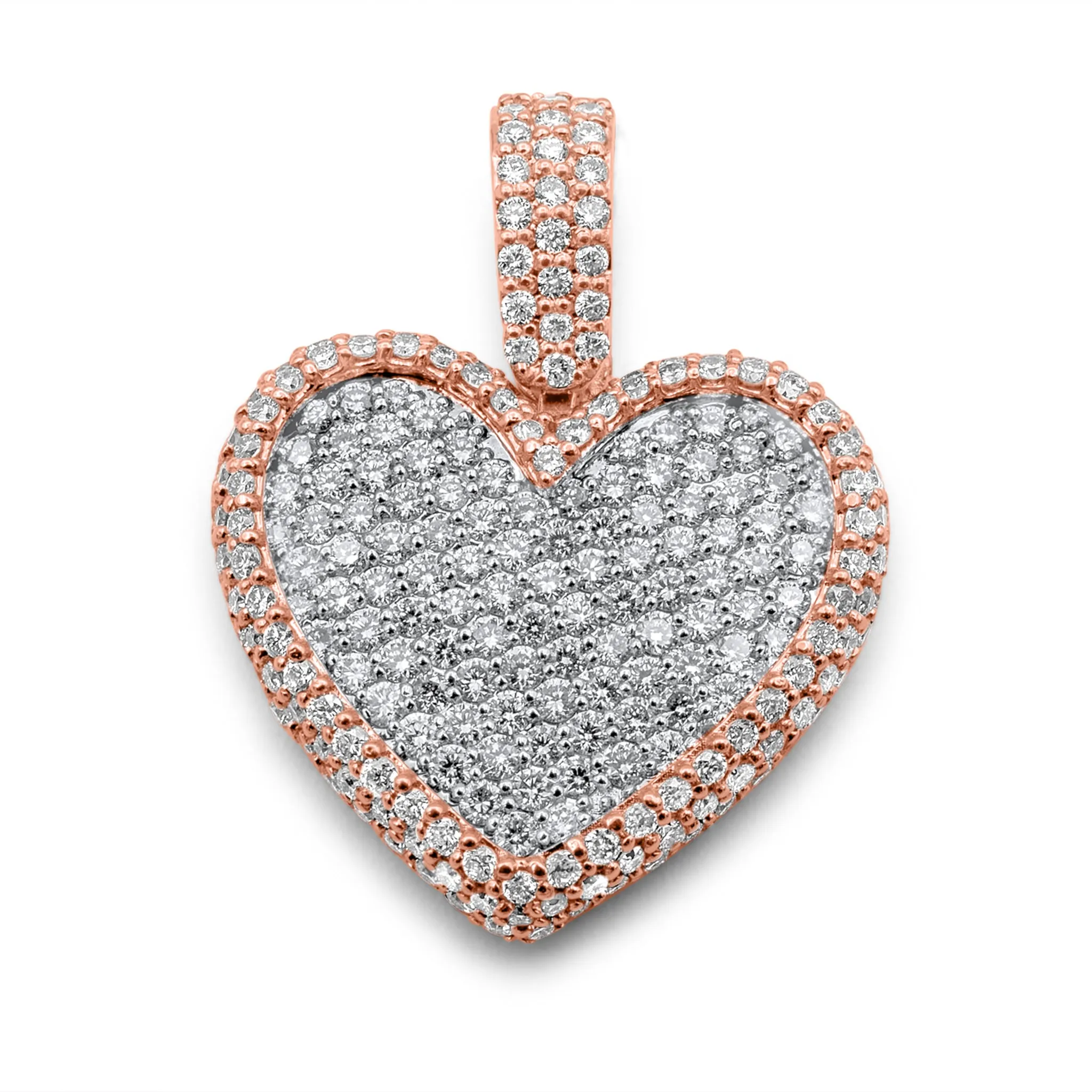 14K Rose & White Gold Diamond Heart Pendant 2.14 ctw