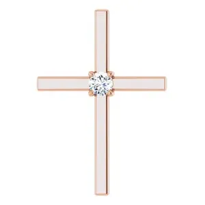 14K White .15 CT Natural Diamond Pendant