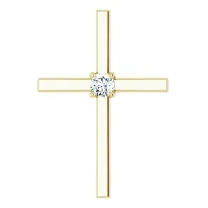 14K White .15 CT Natural Diamond Pendant
