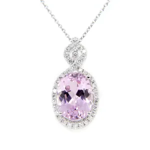 18K White Gold 7.44ct Pink Kunzite And Diamond Pendant - 20752132