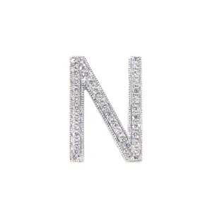 18K White Gold Diamond 'N' Initial Pendant - 20752064
