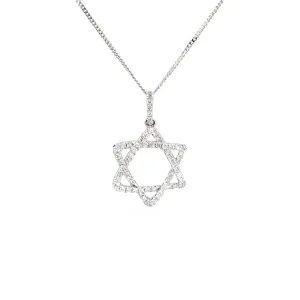 18K White Gold Tdw. 0.40ct Diamond Star of David Pendant - 20738129