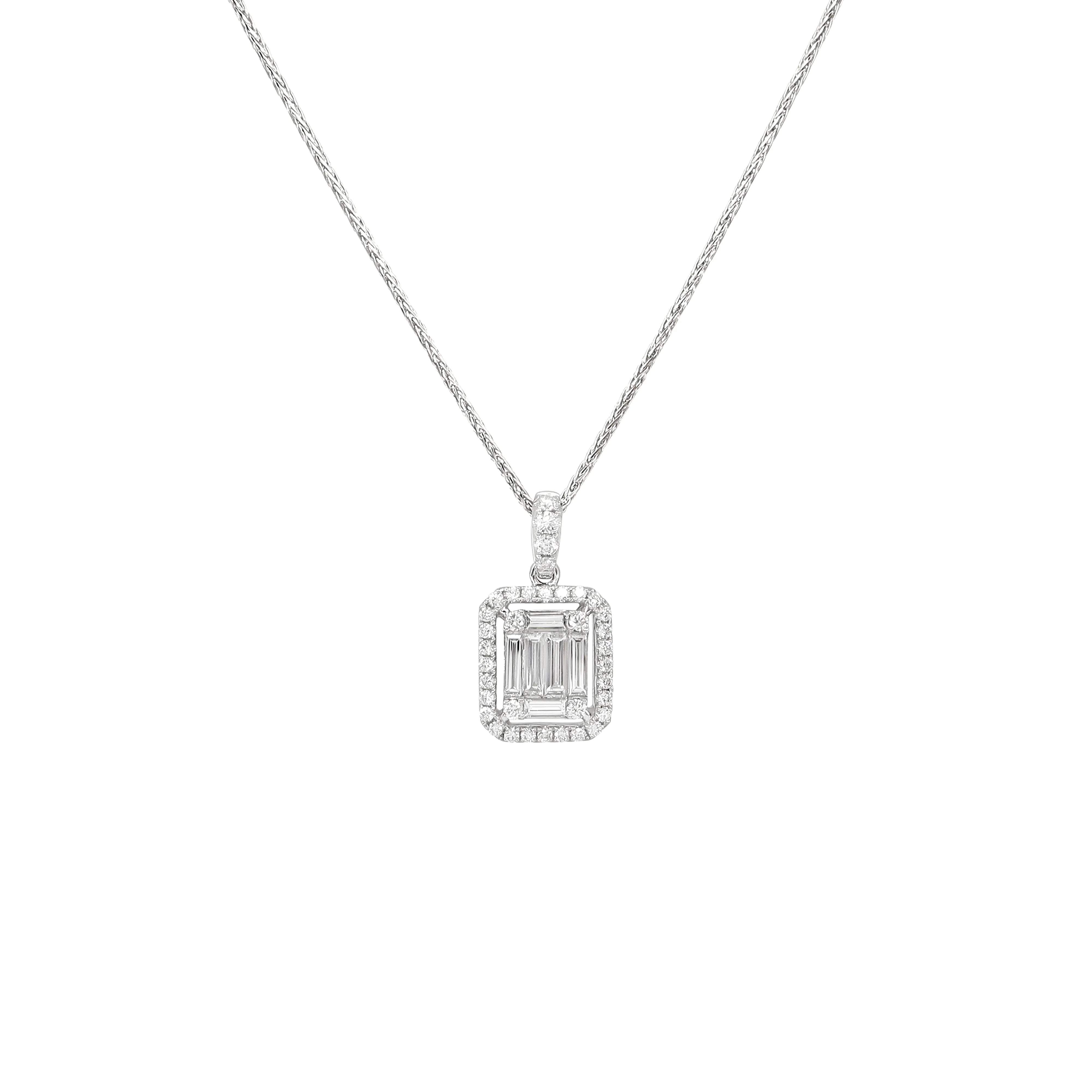 18K White Gold Tdw. 0.932ct Diamond Pendant - 20745479