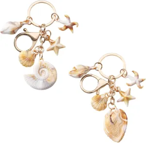 2 PCs Shell Beach Keychain for Women Bag Charms for Handbags,Purse Charms,Cute Keychains for Women Bag,Key Organizer