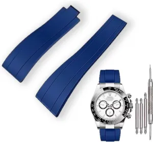 20mm Curved End Rubber Watch Band for Rolex Submariner,for Daytona,for Ghost,for Yachtmaster & More,Waterproof,Without Clasp