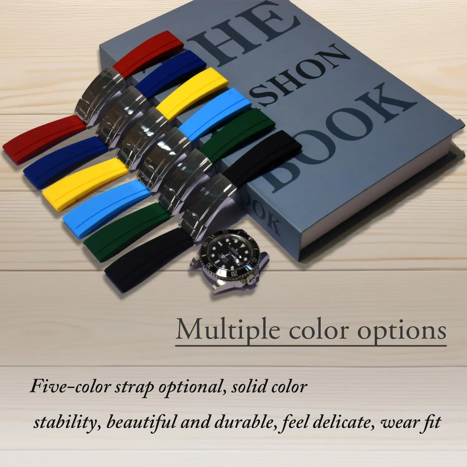 20mm Curved End Rubber Watch Band for Rolex Submariner,for Daytona,for Ghost,for Yachtmaster & More,Waterproof,Without Clasp