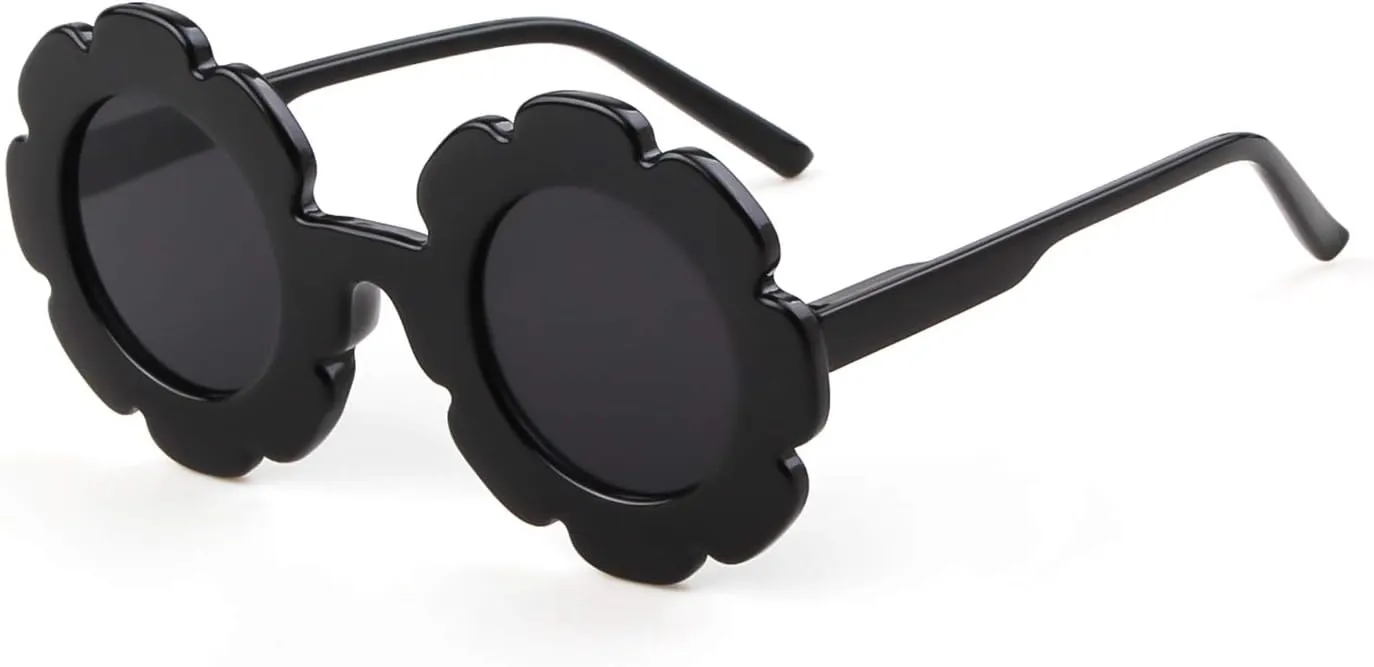 ADE WU Sunglasses for Kids Round Flower Cute Glasses UV 400 Protection Children Girl Boy Gifts