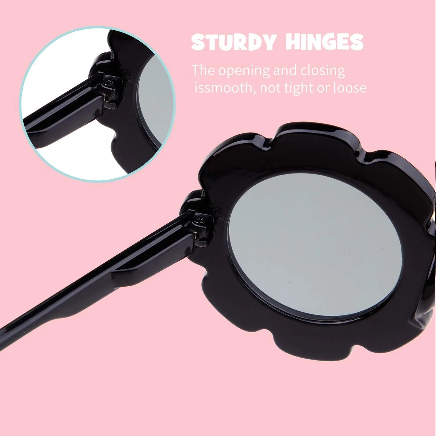 ADE WU Sunglasses for Kids Round Flower Cute Glasses UV 400 Protection Children Girl Boy Gifts