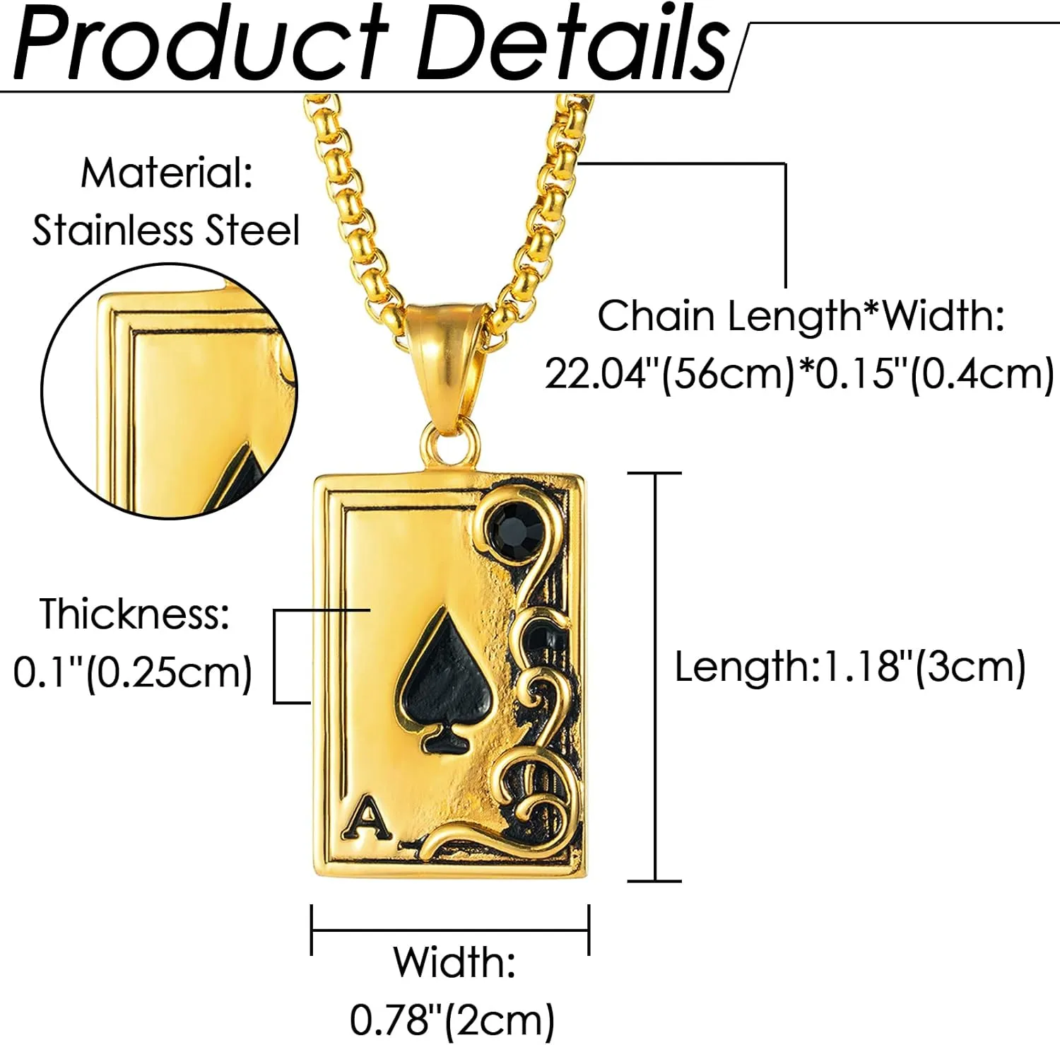 Aroncent 2 Pcs Stainless Steel Ace of Spades Necklace Braided Leather Cool Skull Bracelet Poker Jewerly Set Cool Bracelets Personalized Necklace for Men