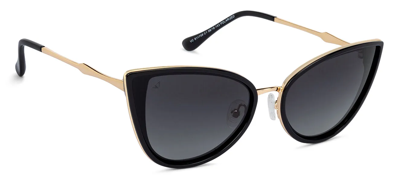 Black Cat Eye Full Rim Women Sunglasses by Vincent Chase Polarized-131386