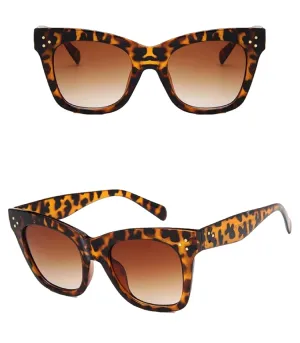 Black Celeb Cat Eye Women Ladies Sunglasses Oversized Retro Vintage Cat Eye Reflective IBIZA UK Leopard