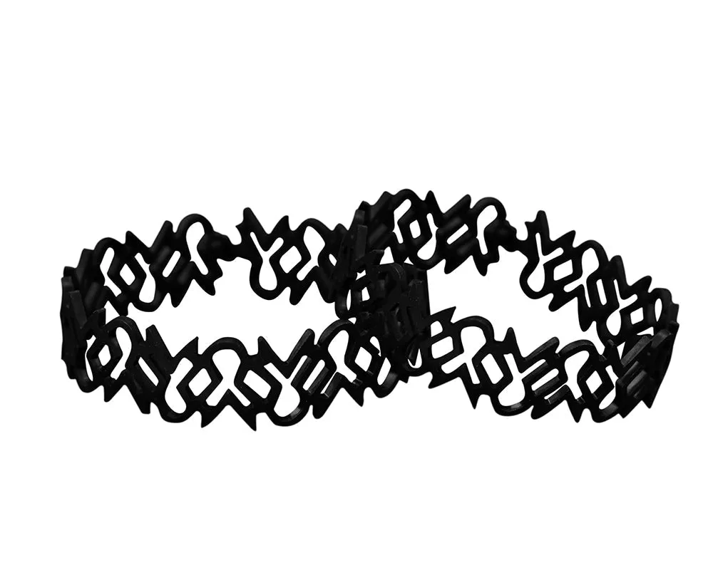 Black Ribbon Shaped Silicone Bracelet Wristbands