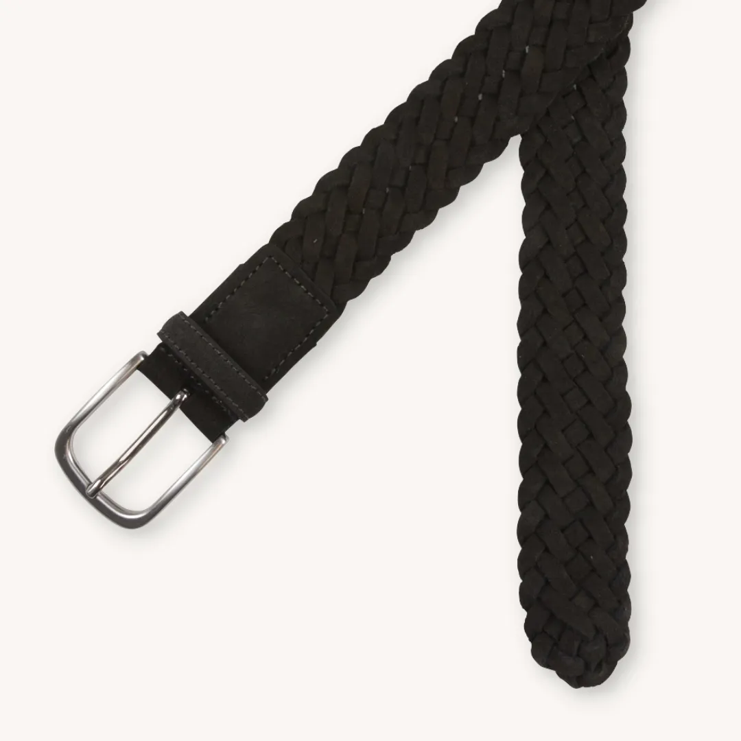 Brown Braided Suede Belt
