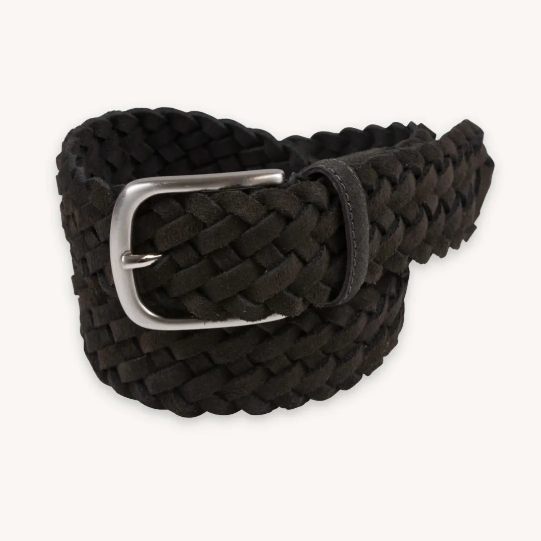 Brown Braided Suede Belt