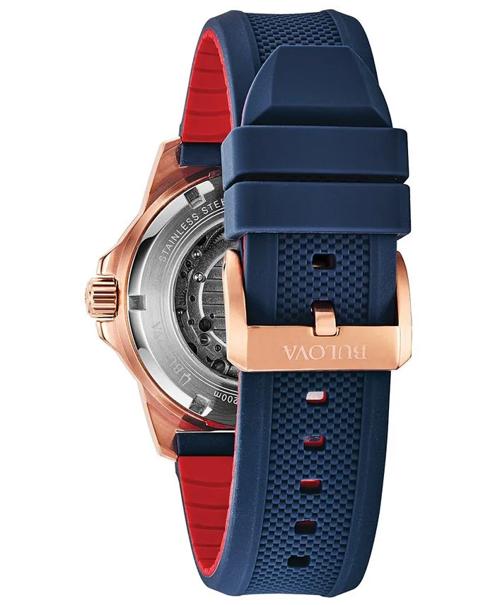Bulova 98A227 Marine Star Automatic Blue Silicone Strap Men Watches