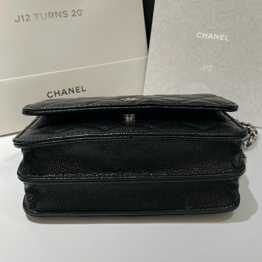 Chanel Wallet On Chain Caviar Leather Black Crossbody Bag