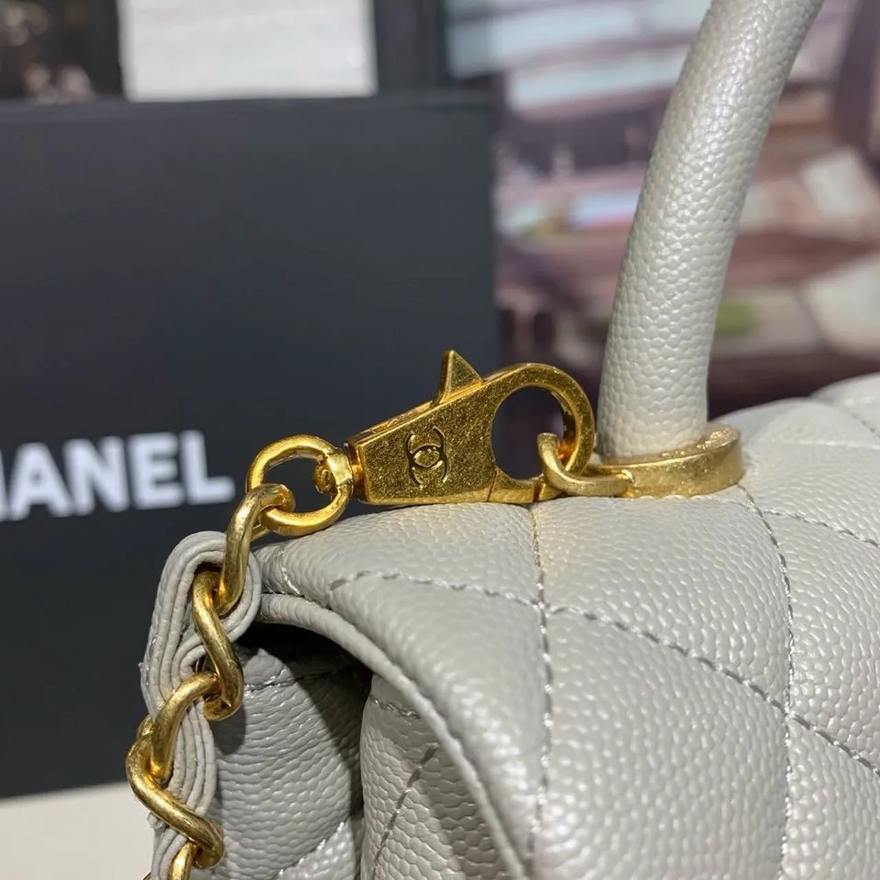 CHLLarge Flap Bag With Top Handle Grey For Women, Women&#8217;s Handbags, Shoulder And Crossbody Bags 11in/28cm A92991