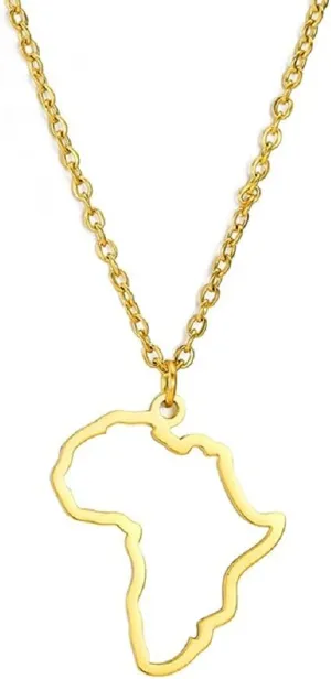 COLORFUL BLING Minimalist Africa Map Pendant Necklace Trendy Personalized Africa Motherland Continent Outline Necklaces for Women Men Teens
