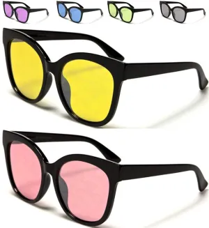 Coloured Clear Lens Geek Large Cat Eye Sunglasses for women