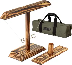 Craggy Games Hooks! Ring Toss and Shot Ladder Game - Multiplayer Tabletop Game for Adults, Kids and Families - Includes Handcrafted Ring Toss, Score Keeper, Peg and Carrying Case