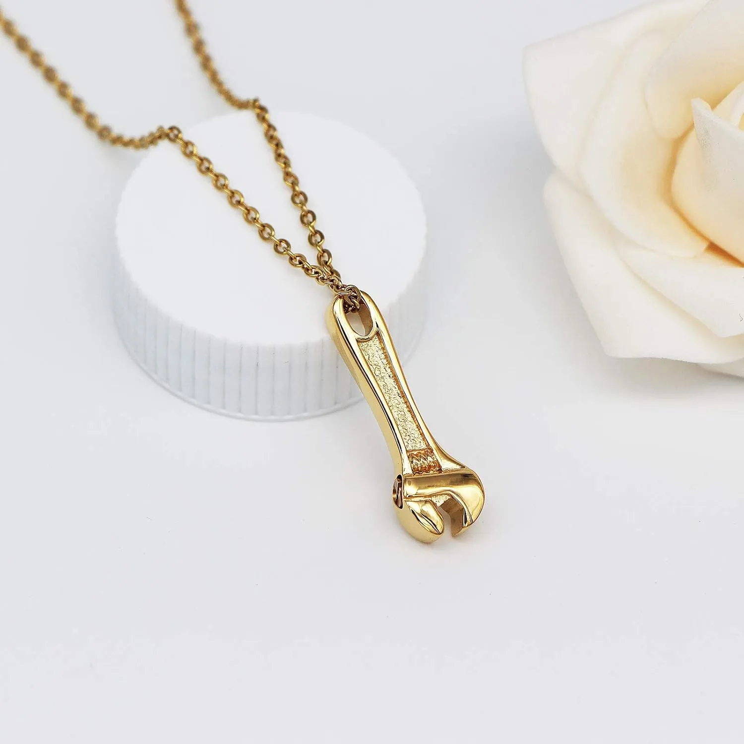 Cremation Jewelry for Ashes Wrench Hammer Stainless Steel Pendant Locket Keepsake Memorial Urn Necklace for Men Women Holder Ashes for Pet Human