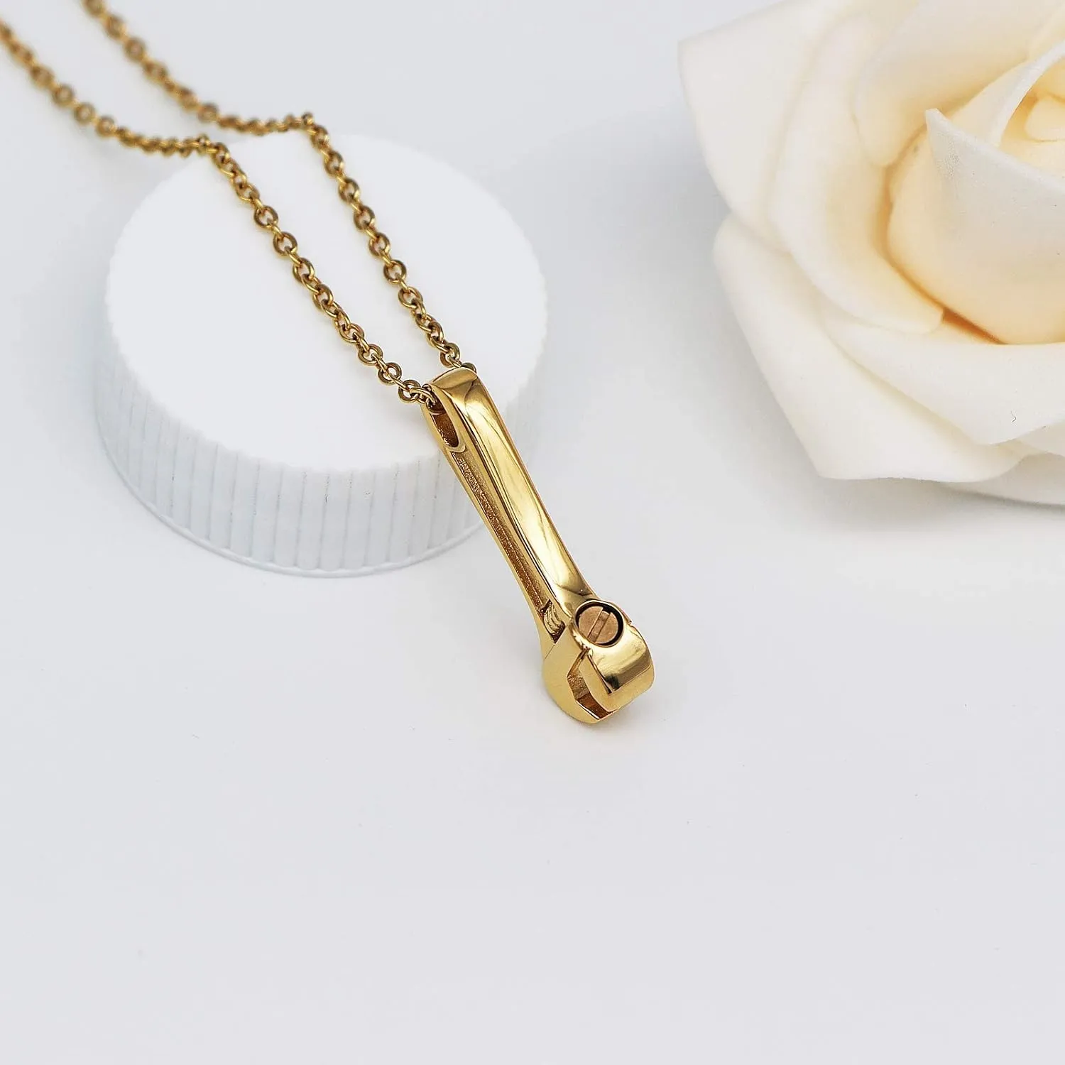 Cremation Jewelry for Ashes Wrench Hammer Stainless Steel Pendant Locket Keepsake Memorial Urn Necklace for Men Women Holder Ashes for Pet Human