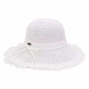 Crocheted White Straw Summer Hat - Sun 'N' Sand Hats