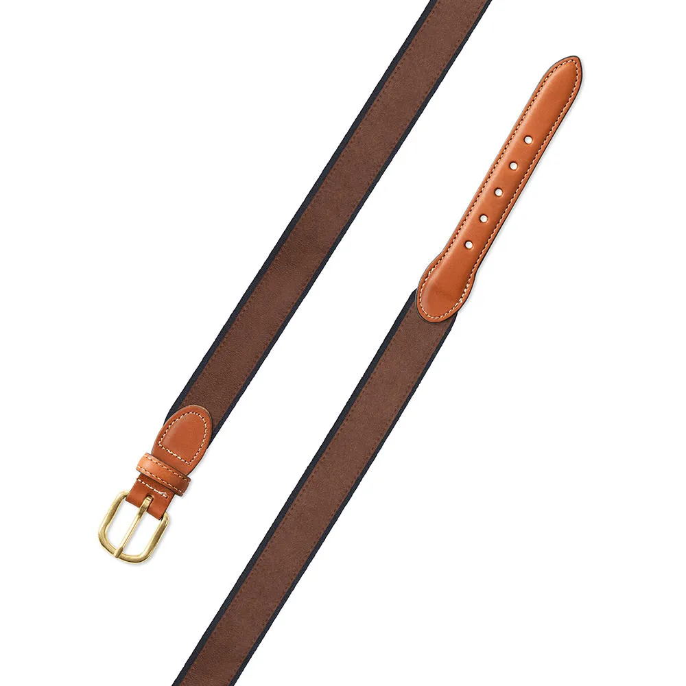 Dark Brown on Navy Suede Leather Tab Belt