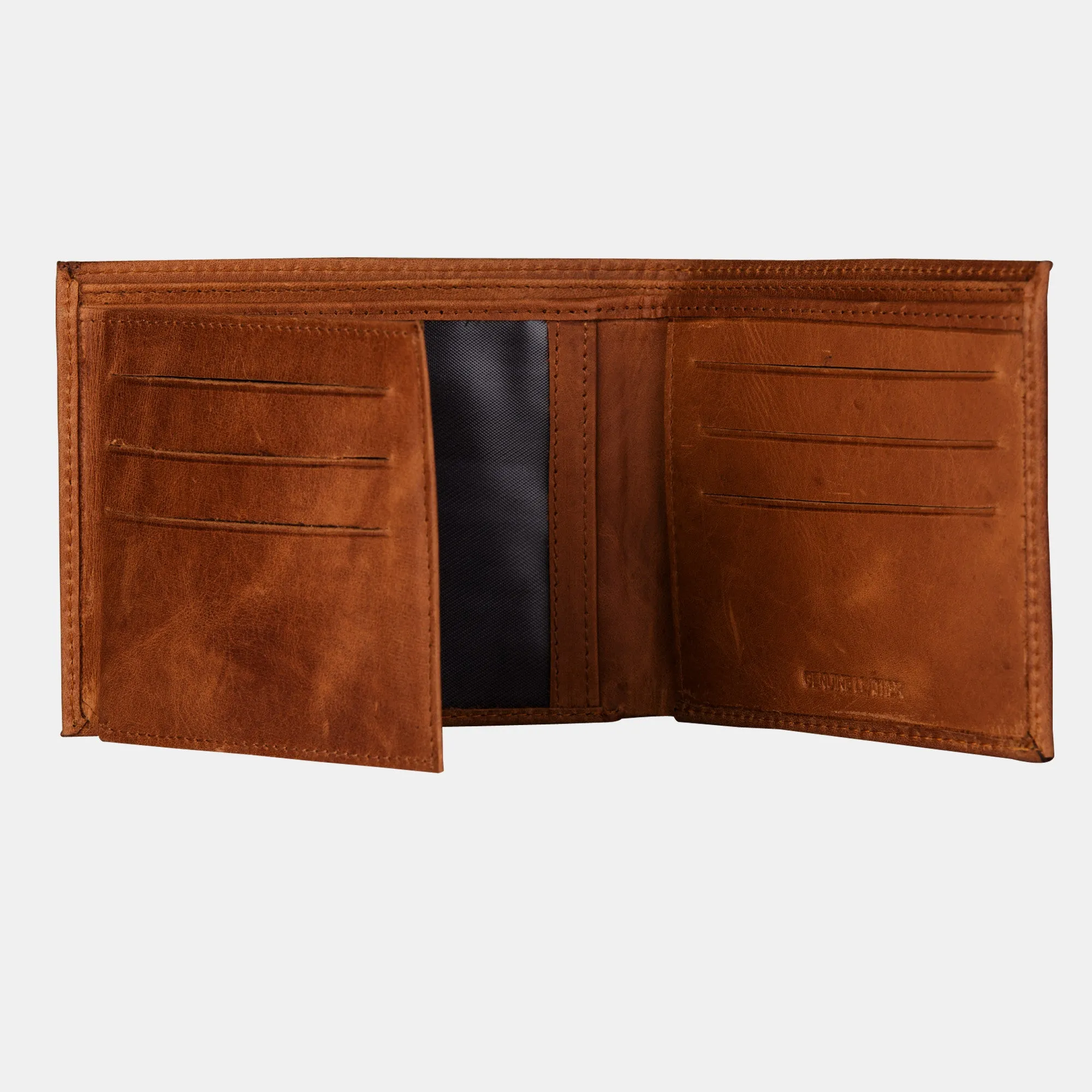Designer Brown Leather Slim Bifold Wallets For Men