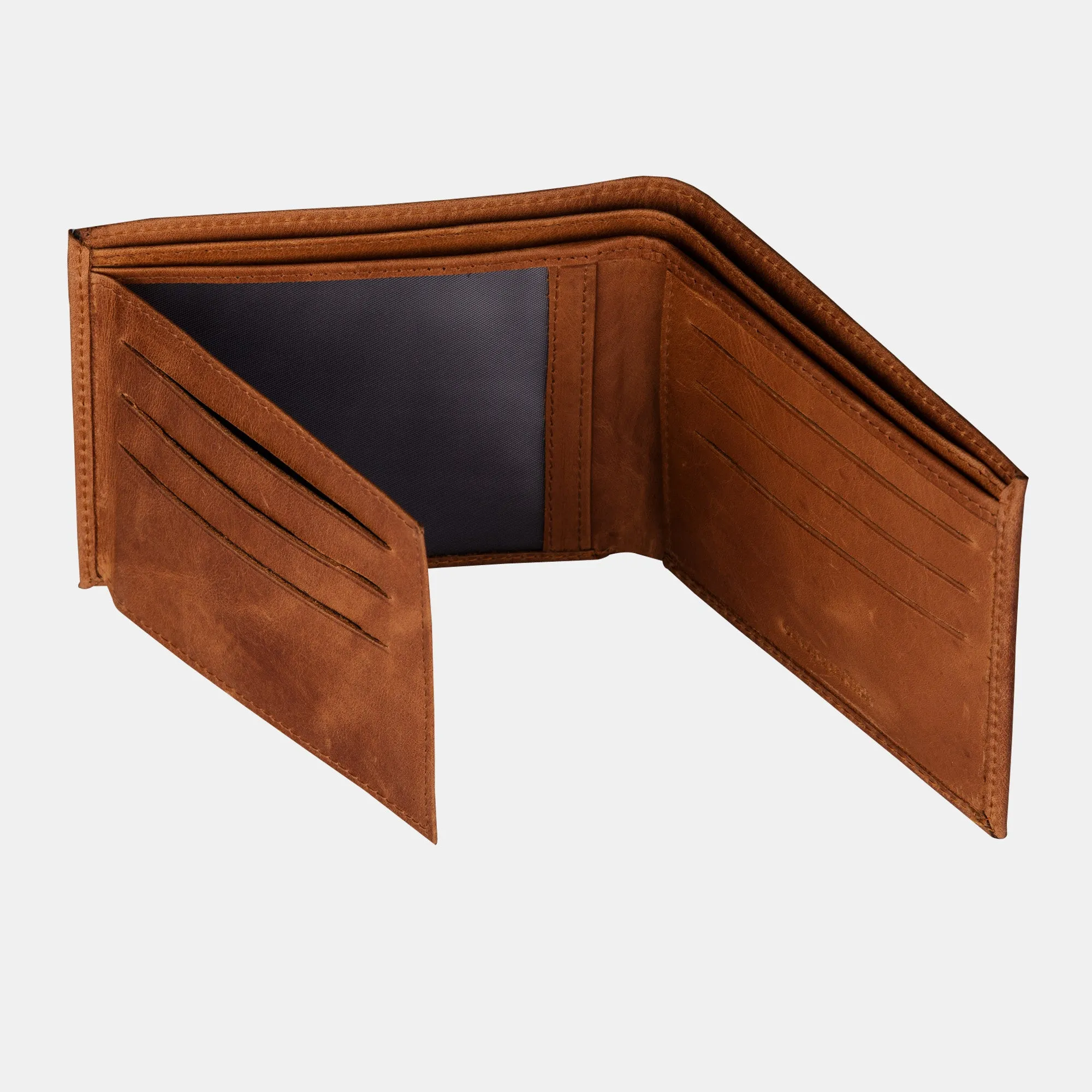 Designer Brown Leather Slim Bifold Wallets For Men