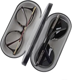 Double Glasses Case Hard Shell Dual Eyeglasses Case Protective for 2 Pairs of Glasses (Not Suitable for Sunglasses)