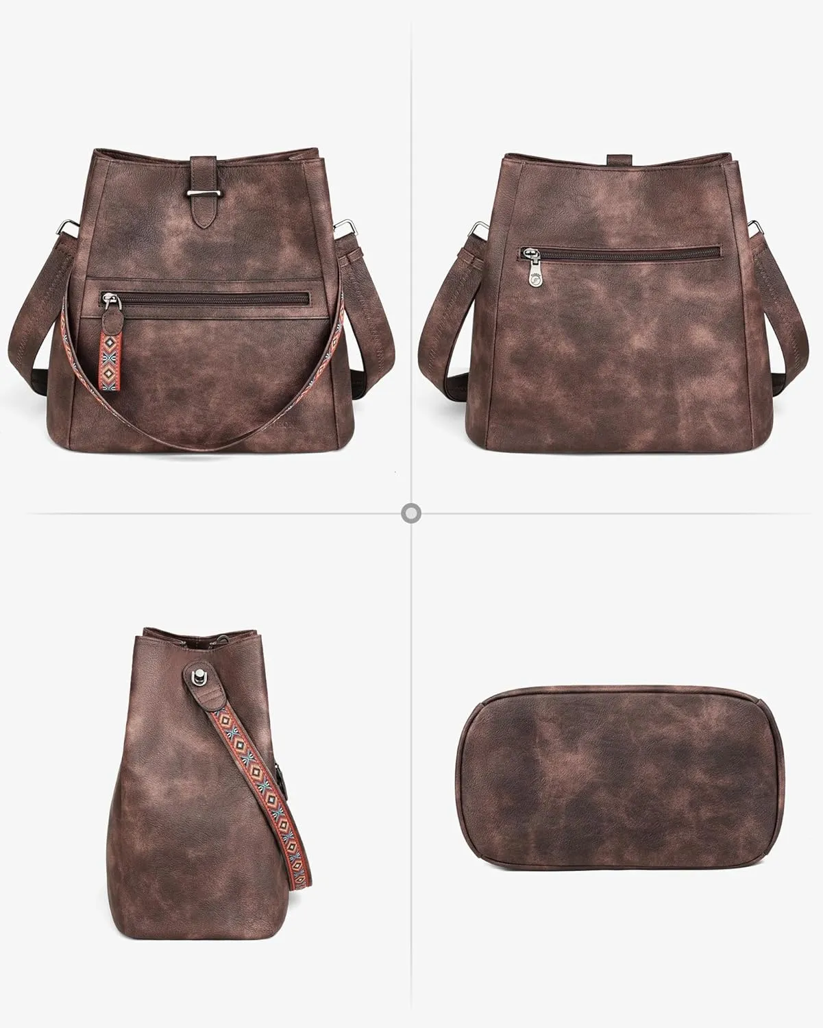 FADEON Bucket Bag for Women Purses and Handbags Designer Hobo Bags for Women Crossbody PU Leather Shoulder Bag Trendy Brown