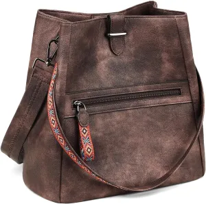 FADEON Bucket Bag for Women Purses and Handbags Designer Hobo Bags for Women Crossbody PU Leather Shoulder Bag Trendy Brown