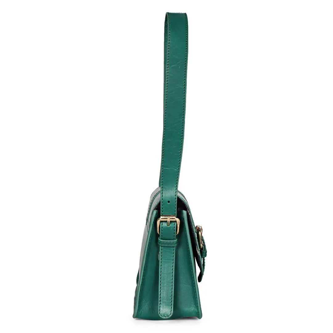 Favore Green Women Leather Structured Hanging Handbags
