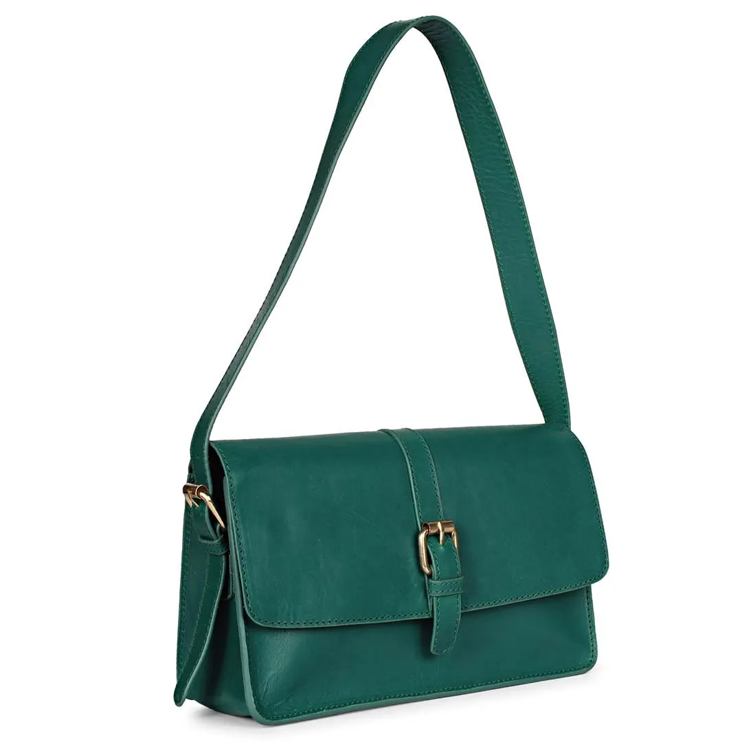 Favore Green Women Leather Structured Hanging Handbags
