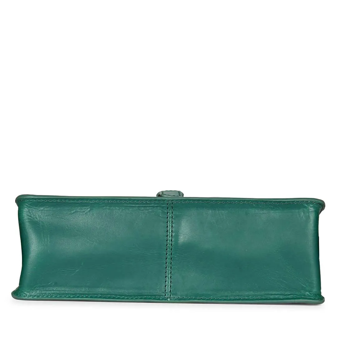Favore Green Women Leather Structured Hanging Handbags