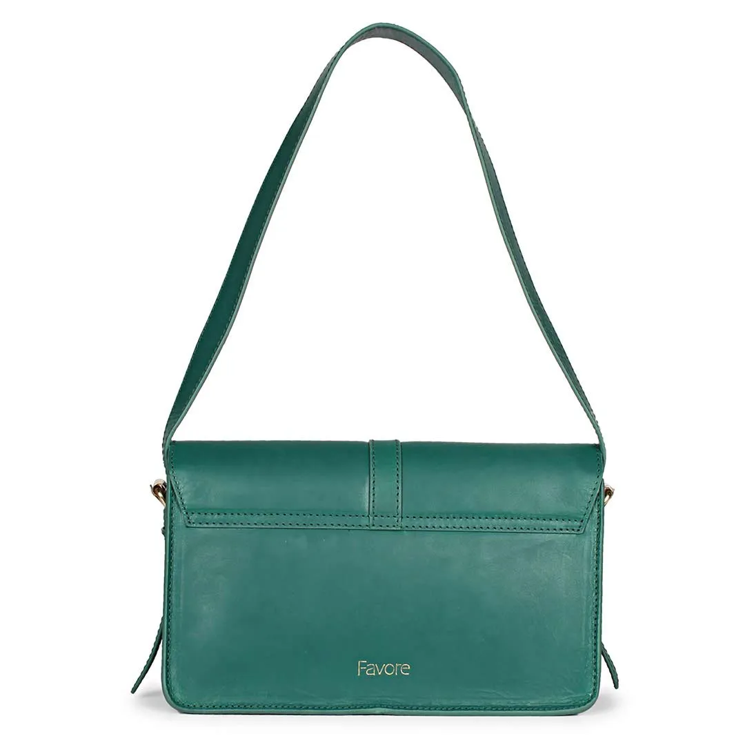 Favore Green Women Leather Structured Hanging Handbags