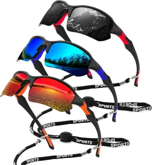 FEISEDY 3pack Sport Polarized Sunglasses for Men Women Fishing Running Baseball Outdoor UV400 Protection B9163