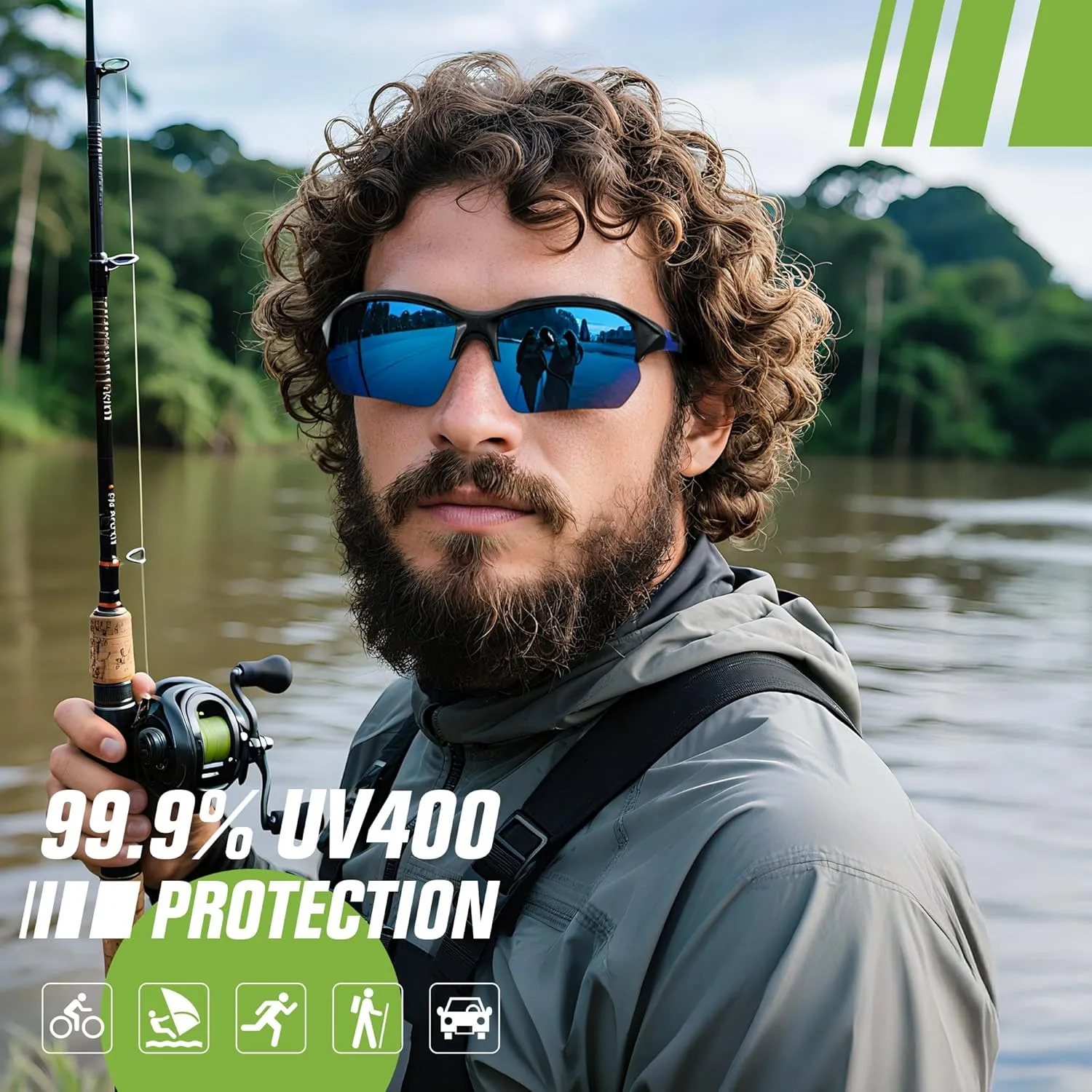 FEISEDY 3pack Sport Polarized Sunglasses for Men Women Fishing Running Baseball Outdoor UV400 Protection B9163