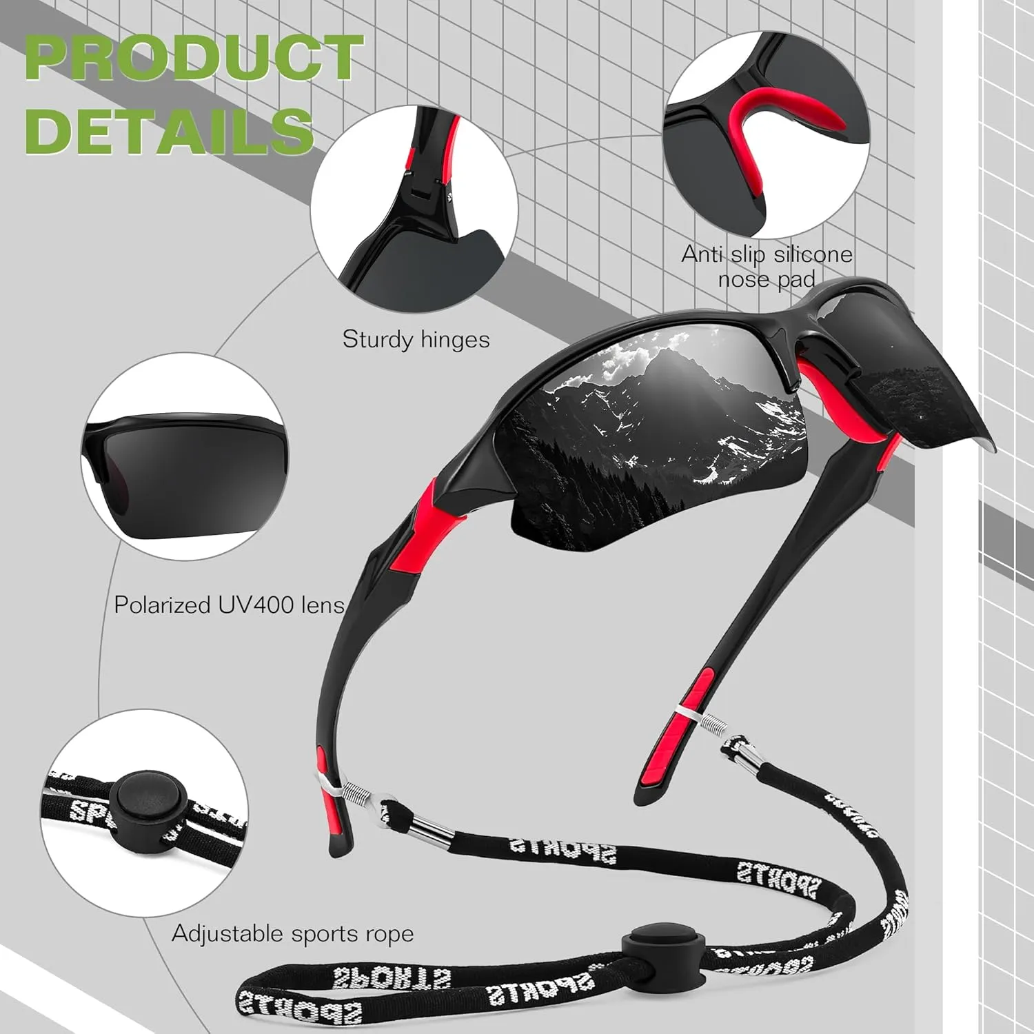 FEISEDY 3pack Sport Polarized Sunglasses for Men Women Fishing Running Baseball Outdoor UV400 Protection B9163