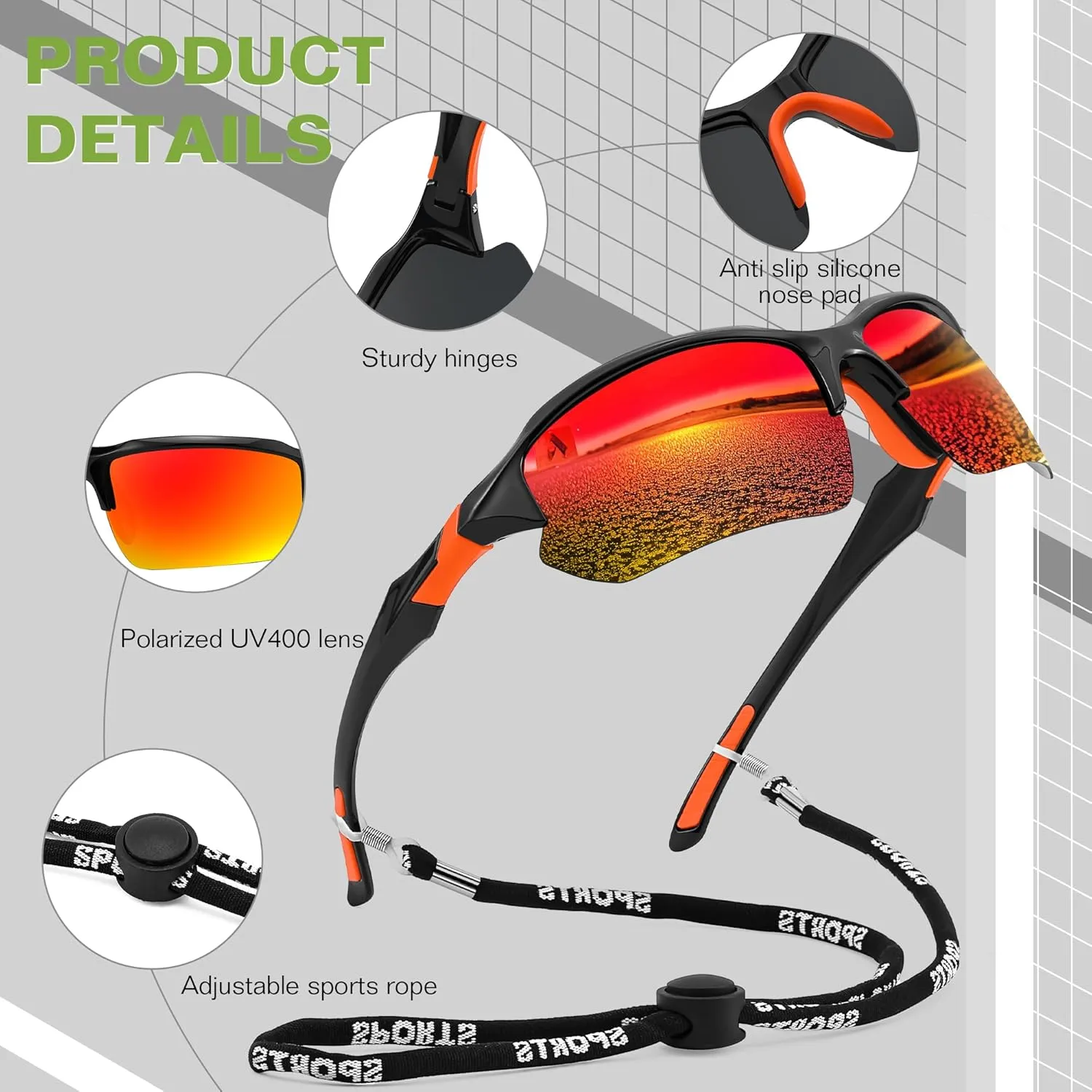 FEISEDY 3pack Sport Polarized Sunglasses for Men Women Fishing Running Baseball Outdoor UV400 Protection B9163