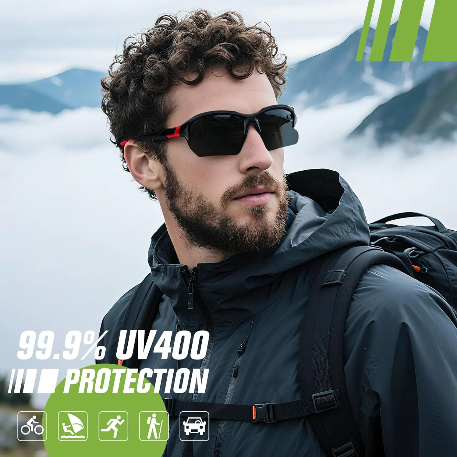 FEISEDY 3pack Sport Polarized Sunglasses for Men Women Fishing Running Baseball Outdoor UV400 Protection B9163