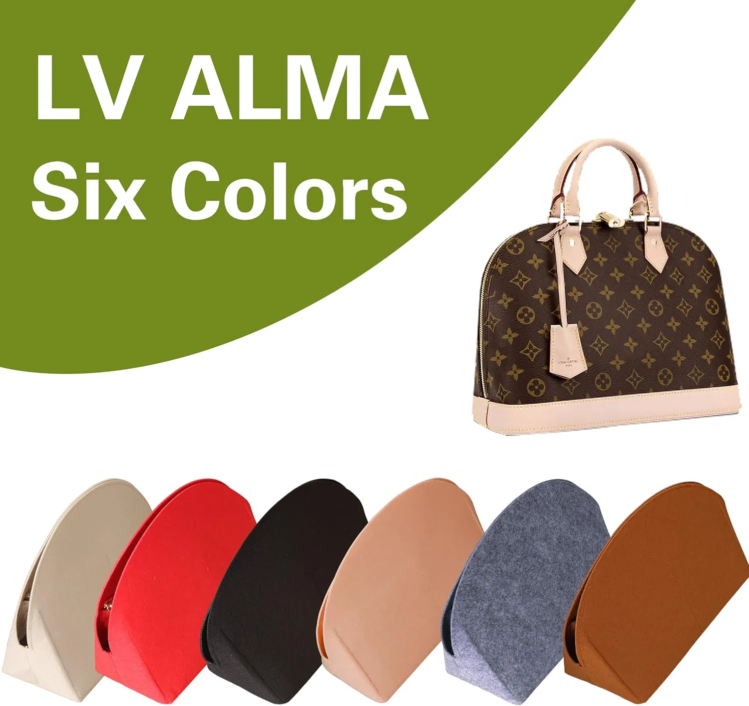 Felt Purse Organizer Insert with Zipper,Bag in Bag Shell Shaper Handbag & Tote Organizer Fits in Alma BB PM Tote(beige,Alma PM)